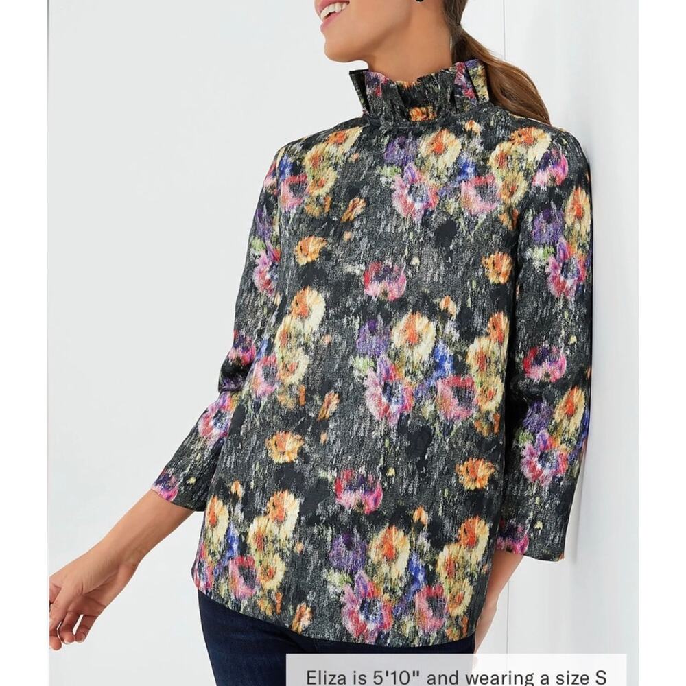Tuckernuck Floral Blouse - Black, Purple, Orange